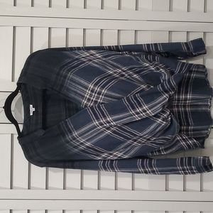 Splendid Beckett Navy Plaid Longsleeve Wrap Top - Super Soft Sz. L